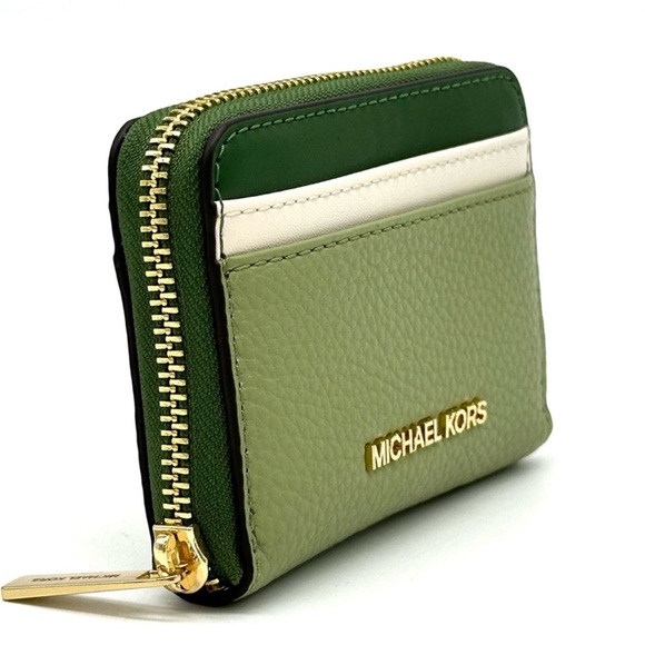 Michael Kors Medium Jet Set Travel ZA Card Case Wallet Fern Green Multi - Picture 4 of 7